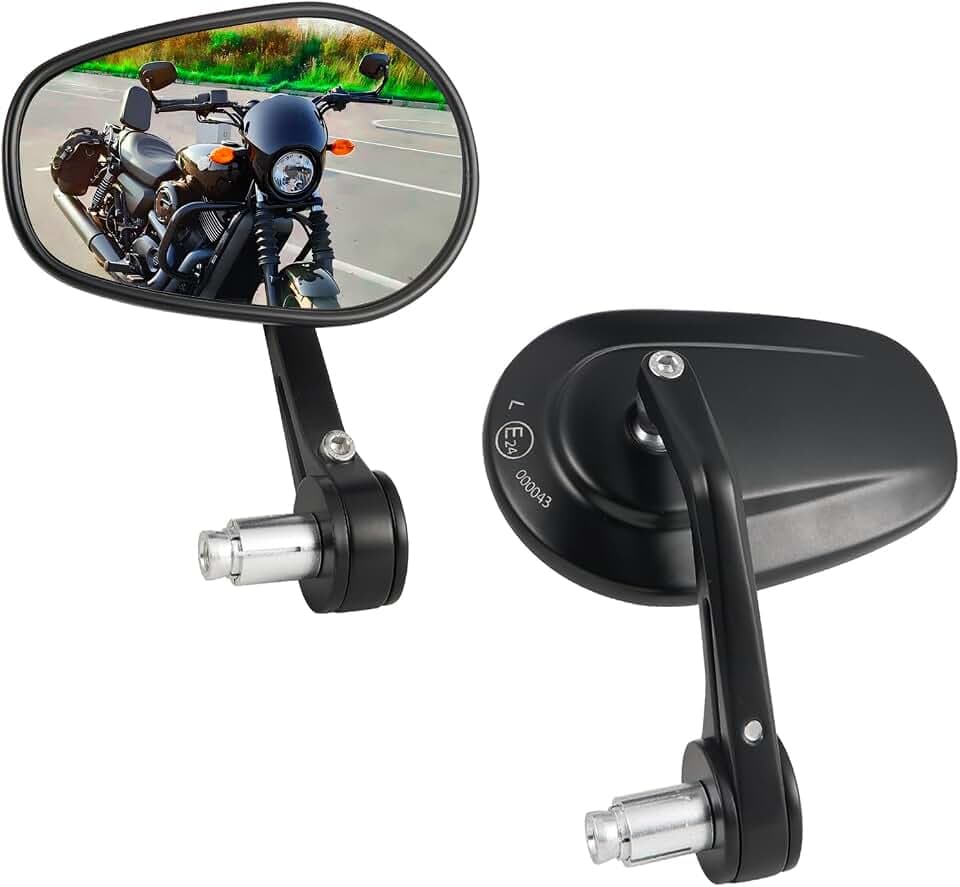 Lenkerendenspiegel Motorrad E-geprüft, 360°drehbarer Motorrad Spiegel Rückspiegel, 7/8" 22mm Seitenspiegel Universal Kompatibal mit E-Bike Roller ATV SV650 Z800 Z900 MT03