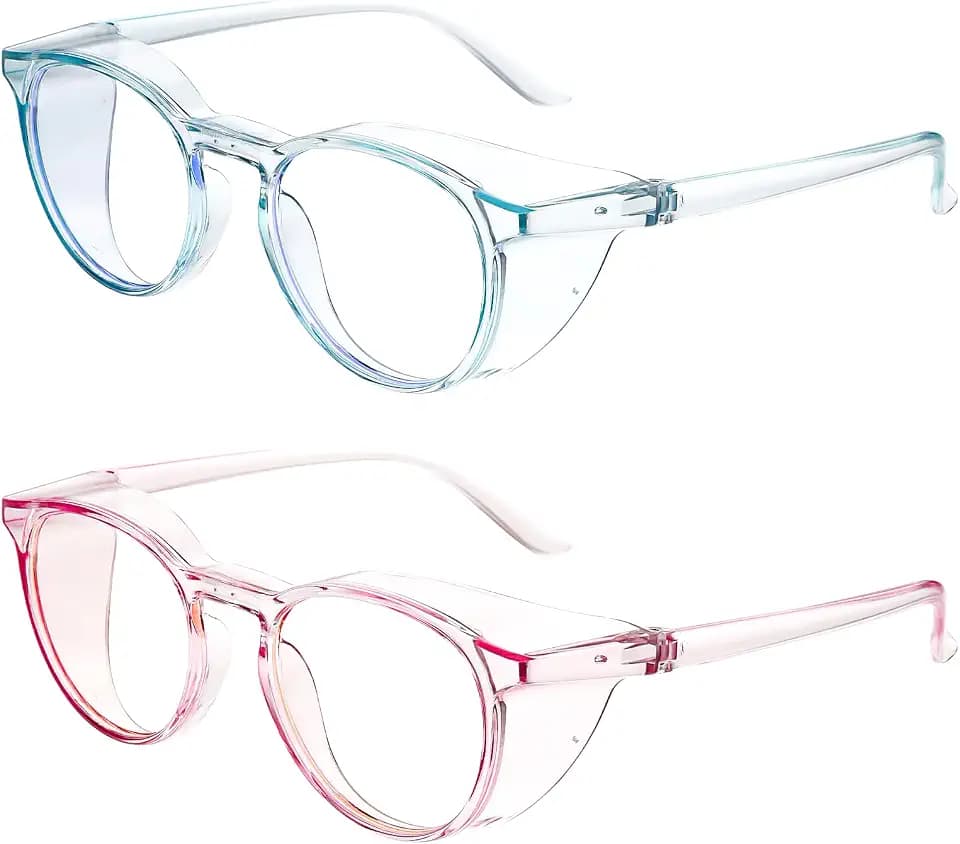 YUXIANLB Schutzbrille Antibeschlag für Krankenschwestern und Frauen - 2er-Pack Anti-Staub UV-Schutzbrille für Frauen und Männer (Rosa & Blau)