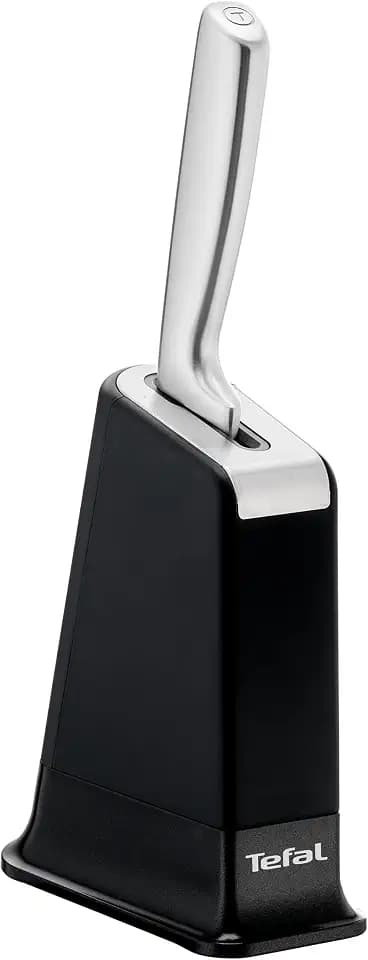 Tefal EverSharp Pro Kochmesser 16,5 cm mit selbstschärfendem Messerblock, patentierte Schärftechnologie, deutscher rostfreier Edelstahl, Schwarz, K297S204
