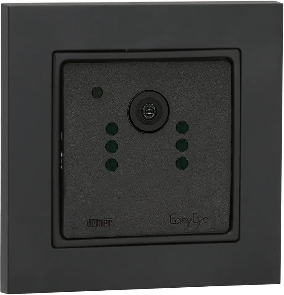 VEMER VE794901 EASYEYE INT - WLAN-Überwachungskamera für den Innenbereich mit spezieller App, Unterputzmontage (50x50), Full-HD-Sicherheitskamera mit Infrarottechnologie, Stromversorgung 230V, Grau