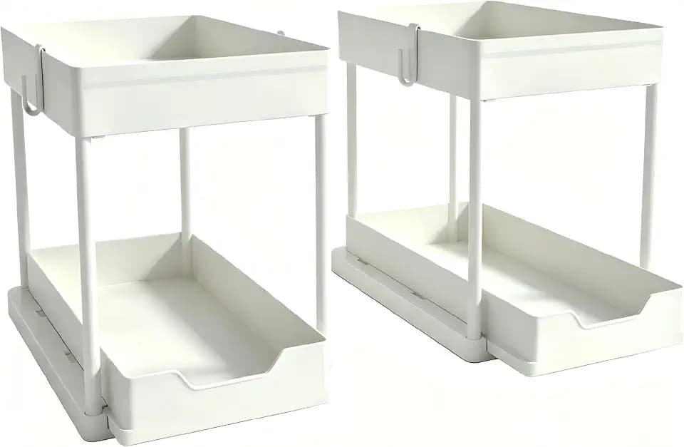 Under Sink Organizer 2 Pack,2 Tier Slide Out Storage for Kitchen Bathroom