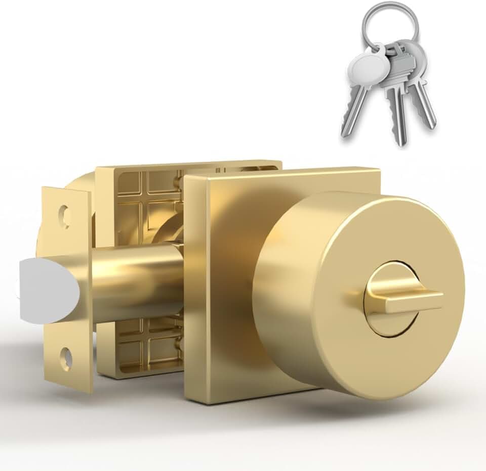 Mega Handles Suana Keyed Entry Door Knob Gold (1-Pack) - Reversible