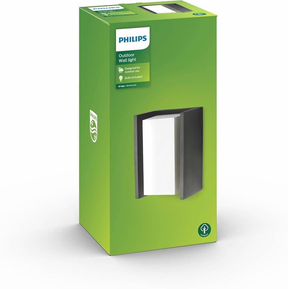 Philips Bridge Wandleuchten für den Außenbereich, E27-Fassung, wasserfest, anthrazit, IP44 wetterfest