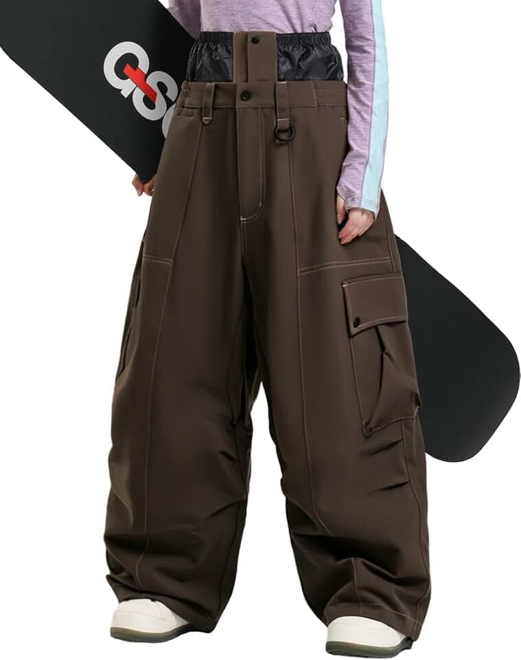 GSOU SNOW Mens Womens Baggy Snowboard Pants Snow Ski Pants Insulated