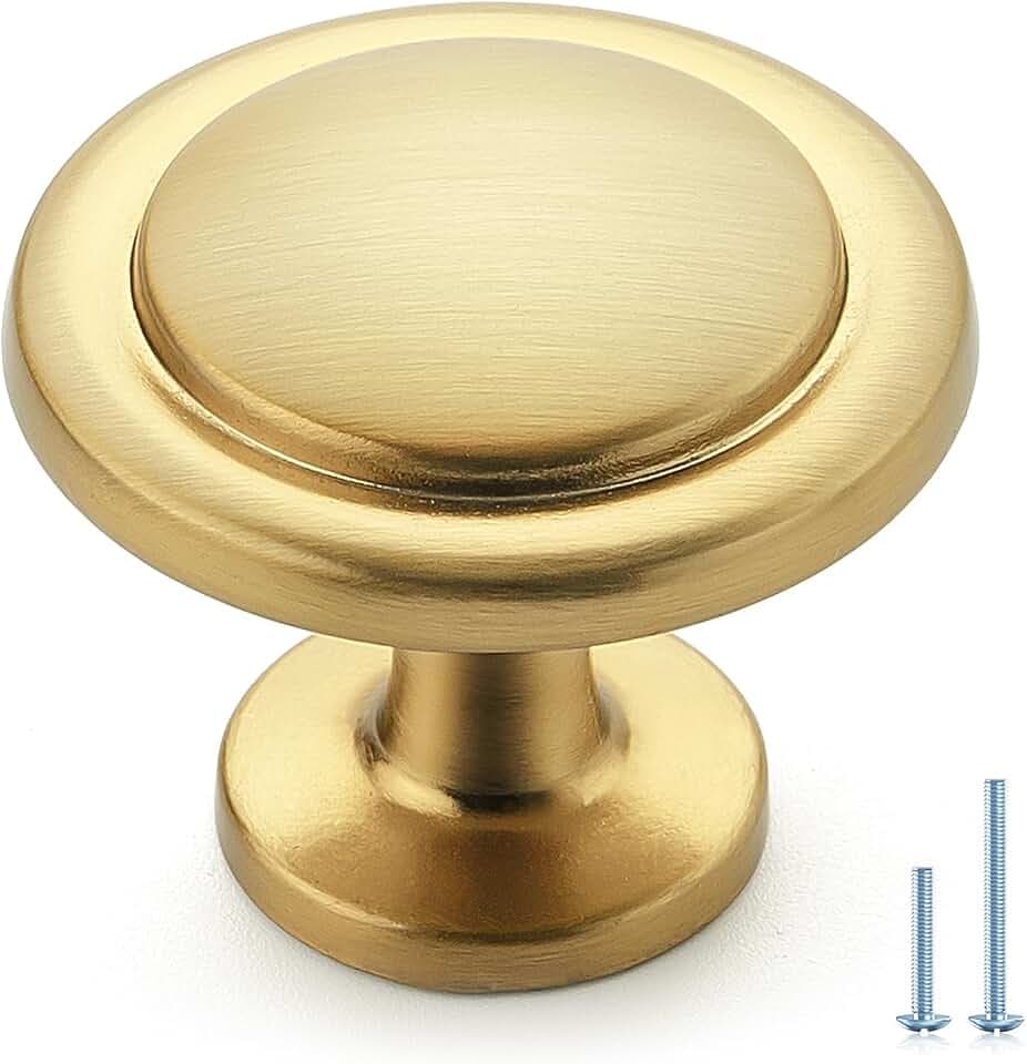 Ravinte Gold Cabinet Knobs Zinc Drawer Knobs, 1-1/4 Inch, 20 Pack