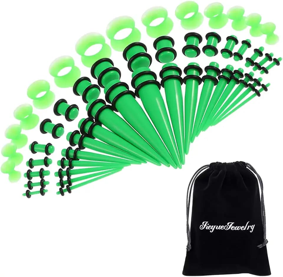 JieyueJewelry 50/54 Pcs Ear Stretching Kit 14G-00G Acrylic Gauges for Ears