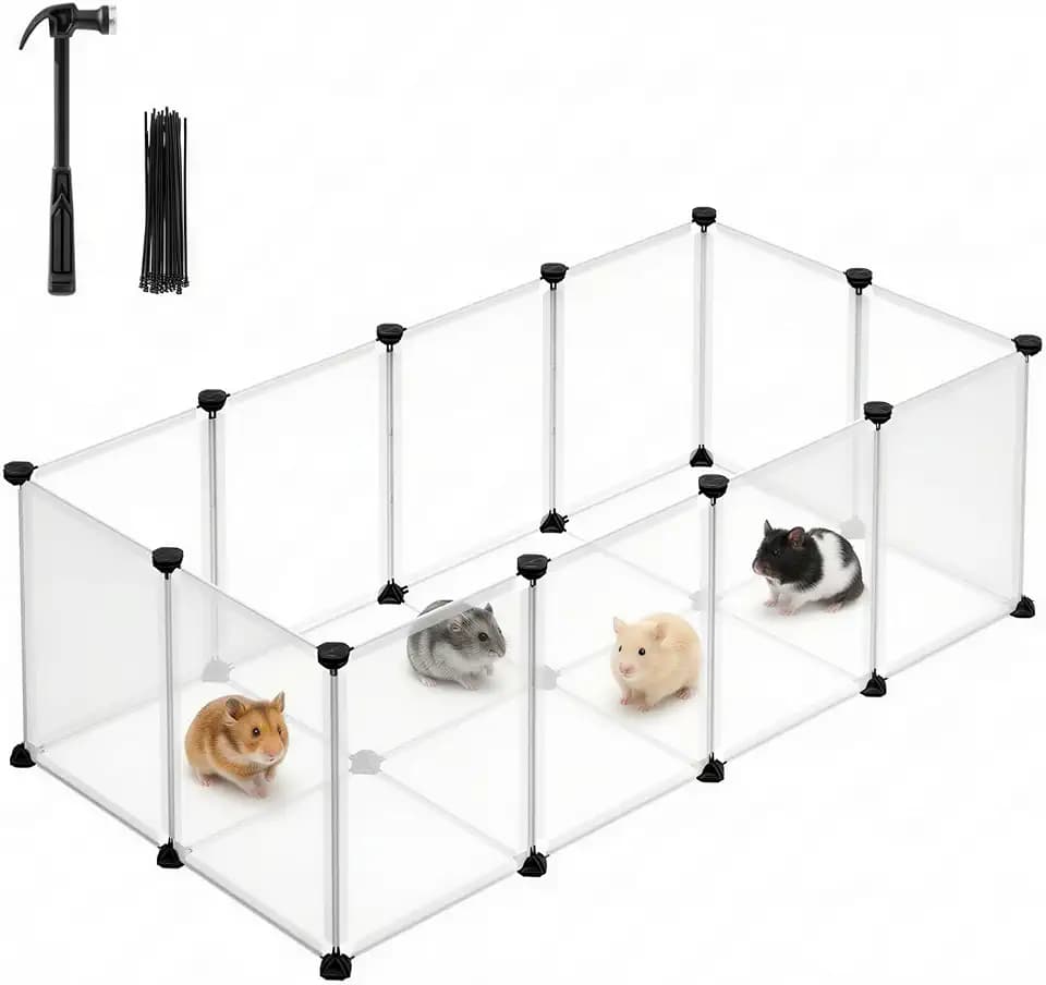 SONGMICS Freigehege mit Bodenplatten, Laufstall, 120 x 60 x 40 cm