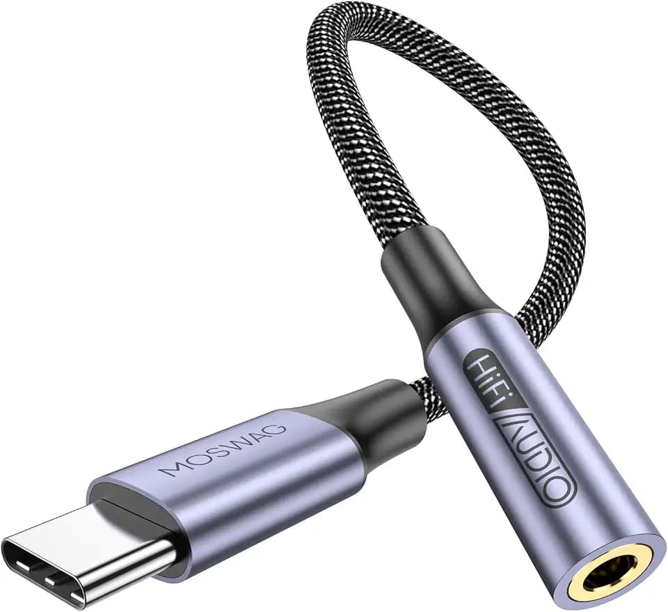 MOSWAG USB Typ C auf 3.5mm Kopfhörer Jack Adapter, Audio USB C auf Aux Dongle Kabel für iPhone 16 Pro Max/16 Pro/16 Plus/16/15 Pro/15, Samsung Galaxy S24 S23 S22 S21 S20, Huawei, Pixel, ipad und mehr