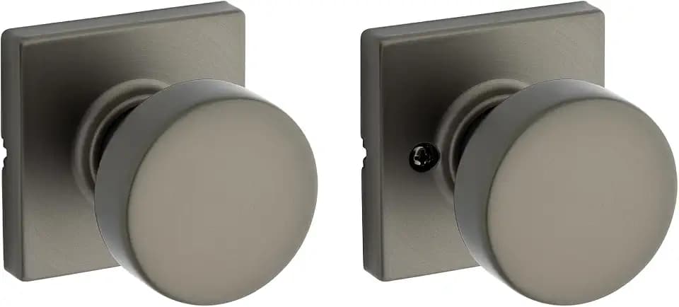 Kwikset Pismo Interior Square Passage Door Knob, Handle for Closet and Hallway Doors, Non-Locking Doorknob, Gunmetal