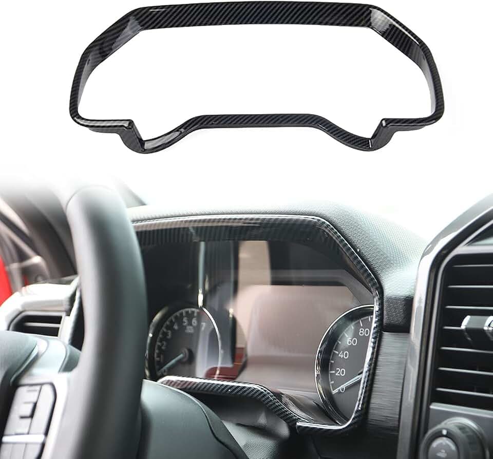 Carbon Fiber Style Center Console Dashboard Panel Navigation Frame Cover Trim Interior Accessories for Ford F150 2021-2023 (Dashboard(21-23 Mechanical Pointer))