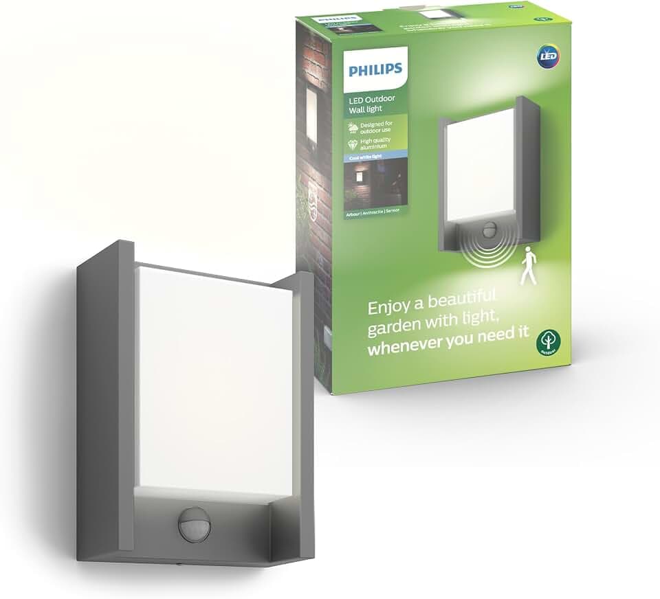 PHILIPS Arbour LED Außen-Wandleuchte mit Bewegungsmelder, 750 lm, Anthrazit