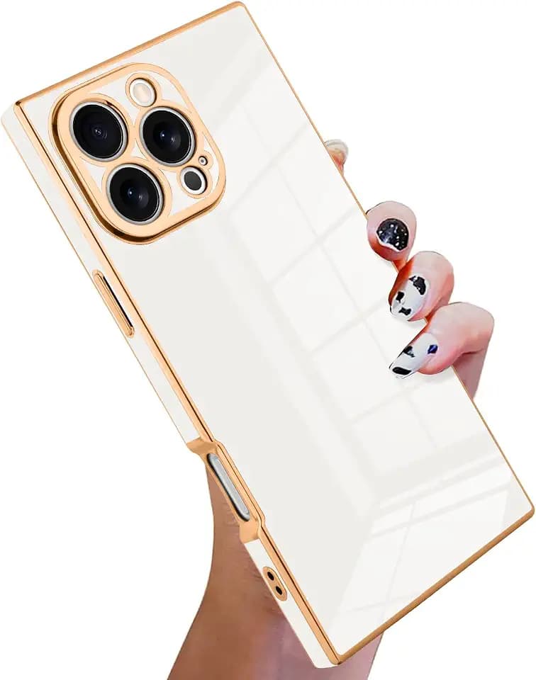 KANGHAR Case for iPhone 16 Pro Rectangle Luxury White