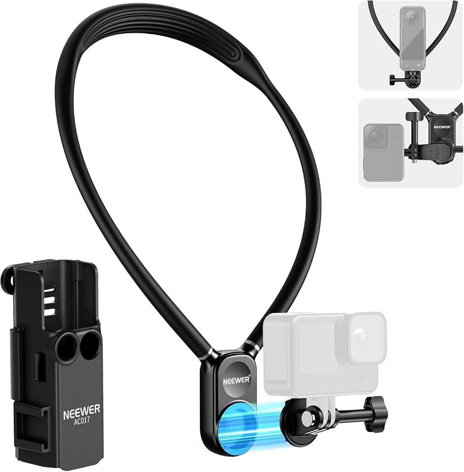 NEEWER Magnetische Hals-Halterung mit Pocket 3 Käfig, Flexible Halterung für Action-Kamera, kompatibel mit GoPro Hero 13 12 11 Max DJI Action 5 Pro Insta360 Osmo Pocket 3, Zubehör für POV, GP39