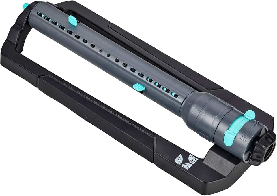 Turbo Oscillating Sprinkler 100003, Adjustable Sprinkler Spray Width & Range, Covers Up to 4,000 Square Feet, 18 Precision Nozzles for Even Watering, by New England Garden Tools