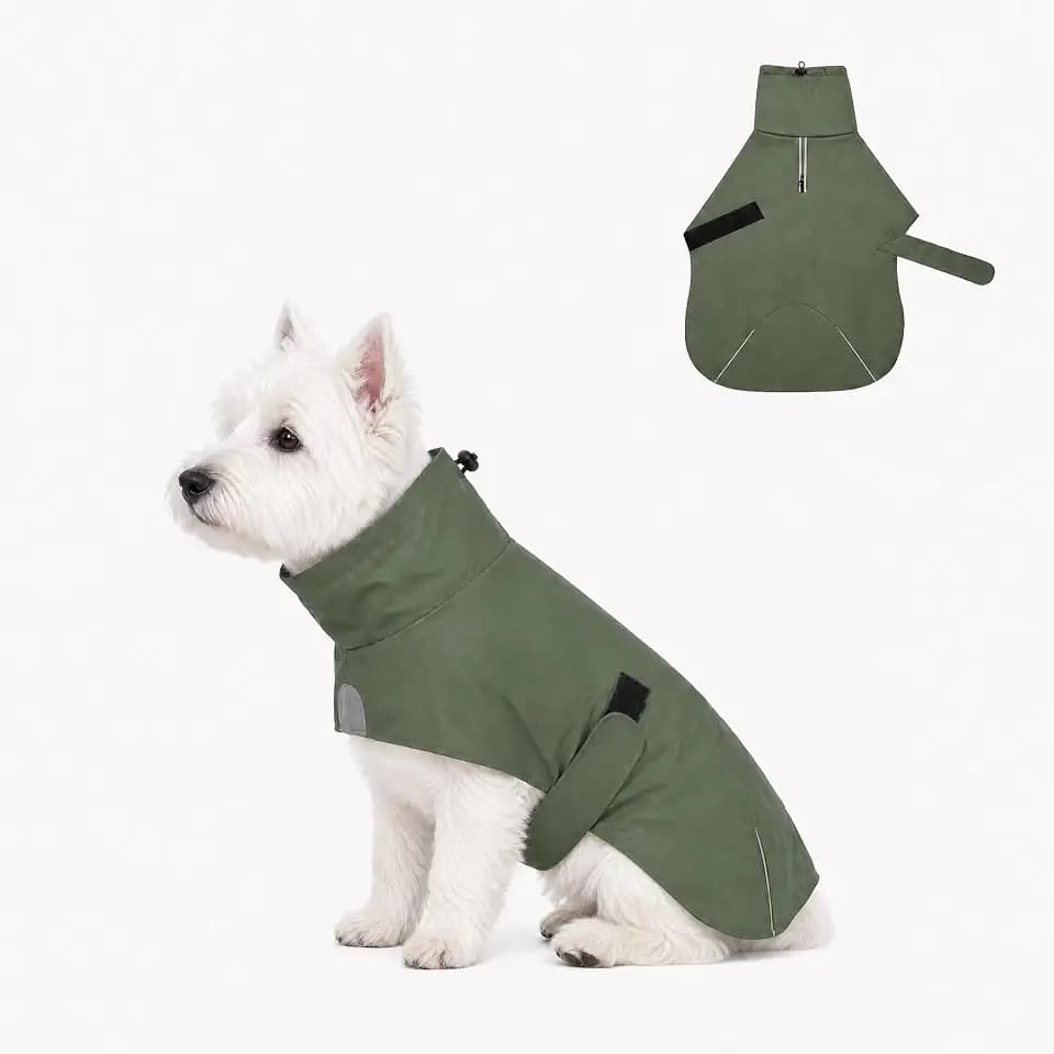 Easy-On PU Dog Raincoat, No Leg Holes (Olive Green, X-Small)