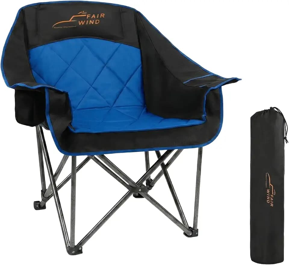 FAIR WIND XL Oversized Fully Padded Camping Chair Heavy Duty for Adults