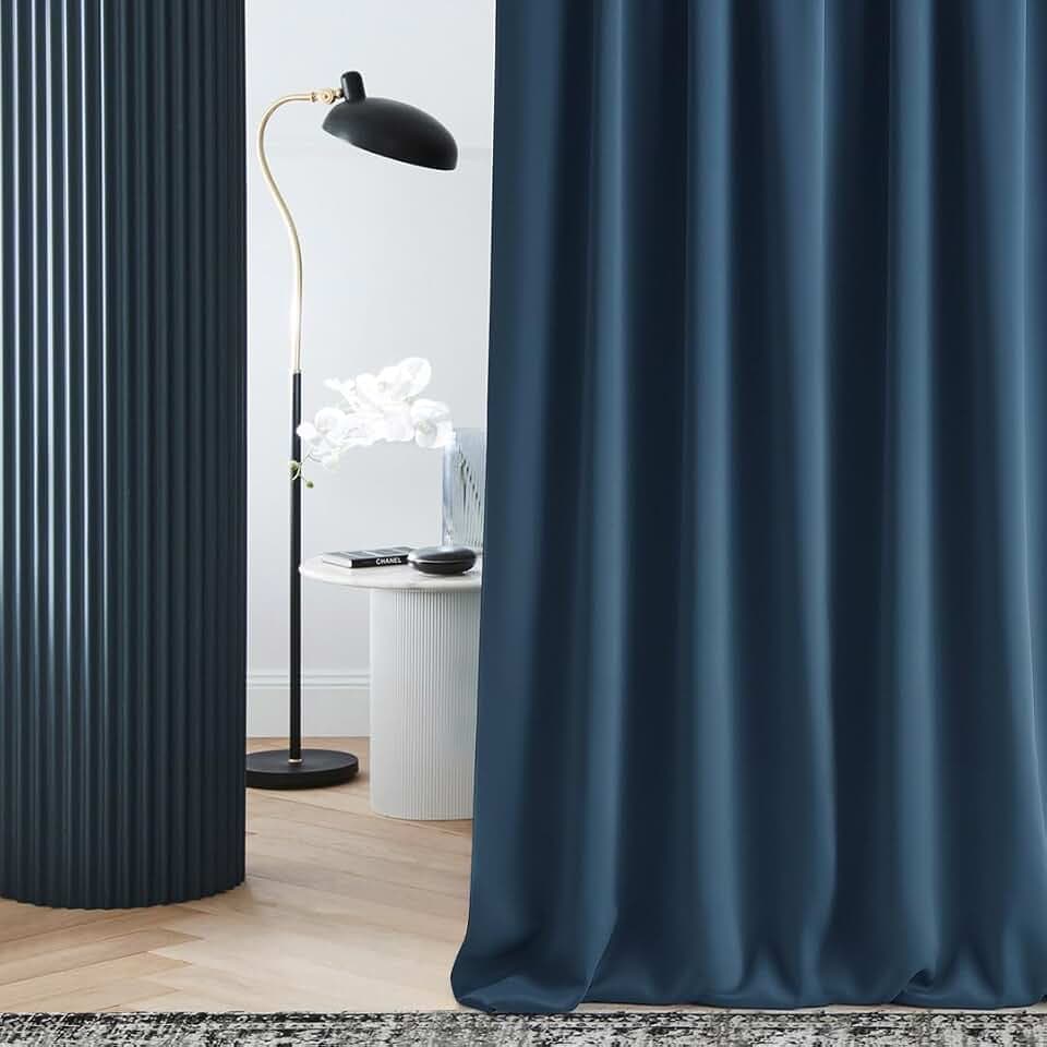 ROOM99 Vorhang mit Kräuselband Laurel 140 x 260 cm Dunkelblau, 1 Stück