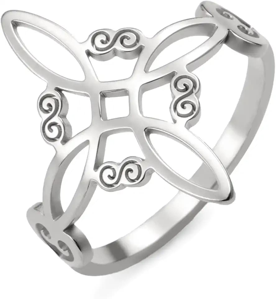 TEAMER Witches Knot Ring - Stainless Steel Celtic Amulet Vintage Knot Ring Wicca Protection Jewelry For Women