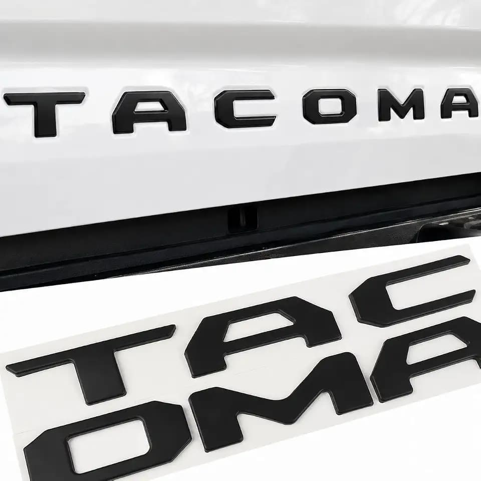 Tailgate Insert Letters Compatible with Toyota Tacoma | 3D Raised ABS Tailgate Letters | Strong Automotive Adhesive | Exterior Tacoma Truck Accessories (Black, 2016-2023 Toyota Tacoma)