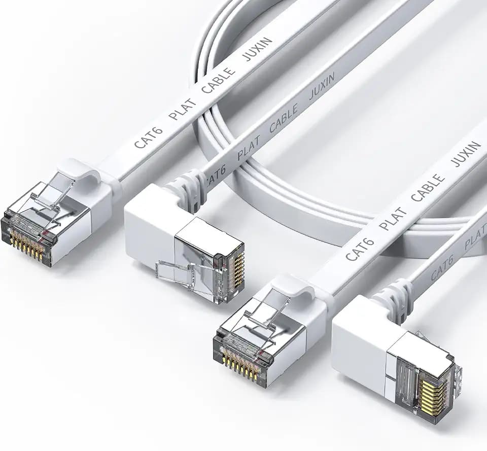 2Pack Cat6 Ethernet Cable 3FT, Flat Right Angle RJ45 Network Cable, 90 Degree Cat 6 Ethernet Patch Cord, Gigabit LAN Cable with Up Angle and Down Angle Design for Router, PC, Gaming