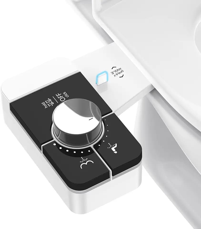 Upgrade Bidet Attachment for Toilet Seat, Adjustable Angle Dual Nozzle, Self-Cleaning, Non-Electric Bidet Attachment for Rear & Feminine Wash, Controllable Fresh Cold Water Pressure, Black Chrome