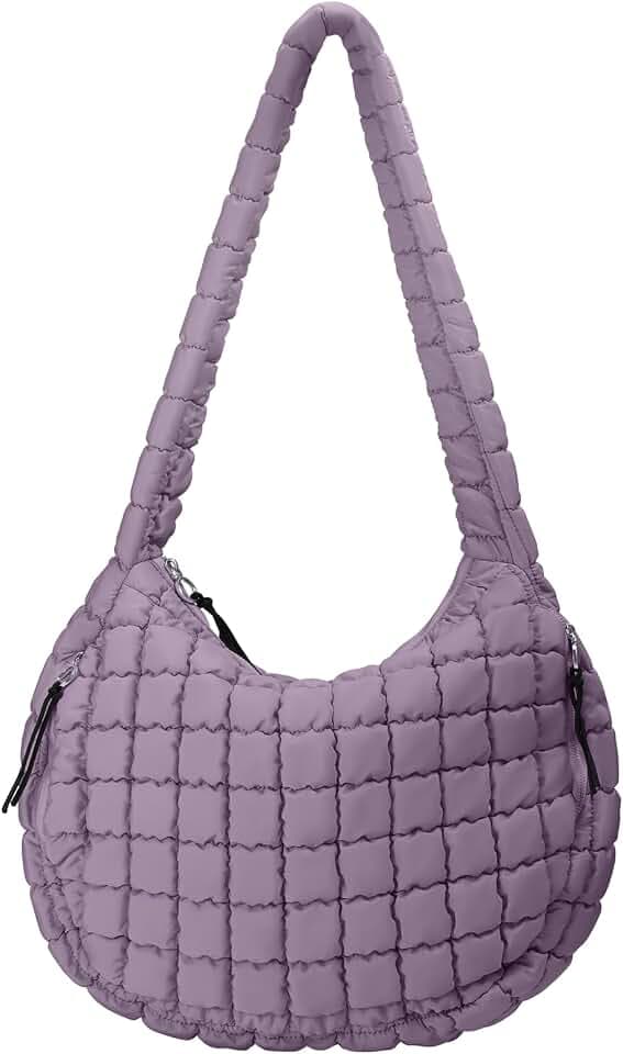 Puffer Tote Bag for Women Large Quilted Crossbody Bag Quilted Carryall Bag Soft Puffy Hobo Handbags Puff Purse Shoulder Bag
