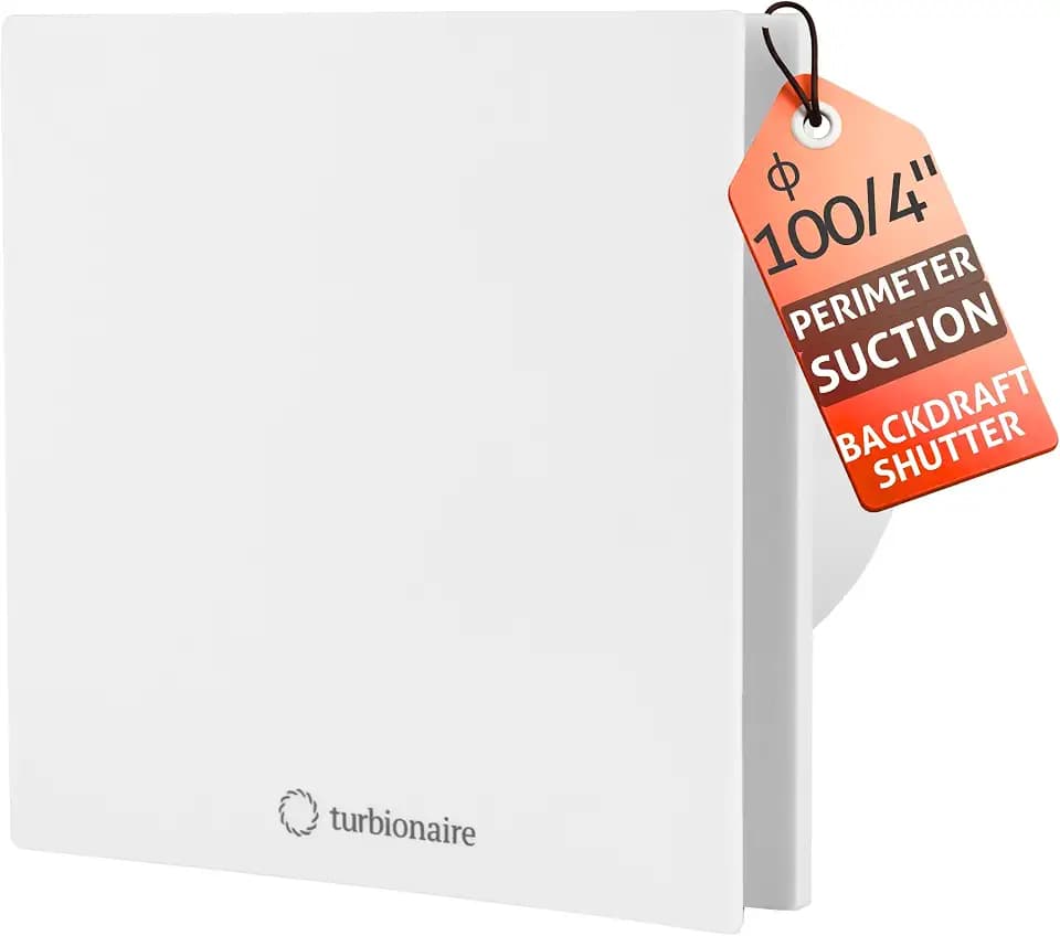 Turbionaire Arte 100 SW Badlüfter, 100 mm, Weiß, Leise, Energiesparend, Mit perimetrale Luftansaugung, Rückstauklappe, IPX4, Wand & Deckenmontage, Ideal für Belüftung im Badezimmer und WC