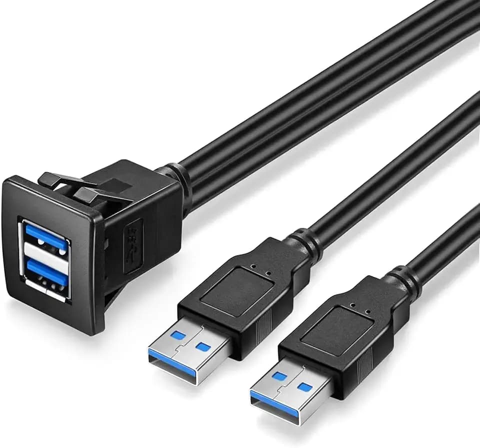 USB 3.0 Dual Square Flush Mount Extension Panel Cable, 1M