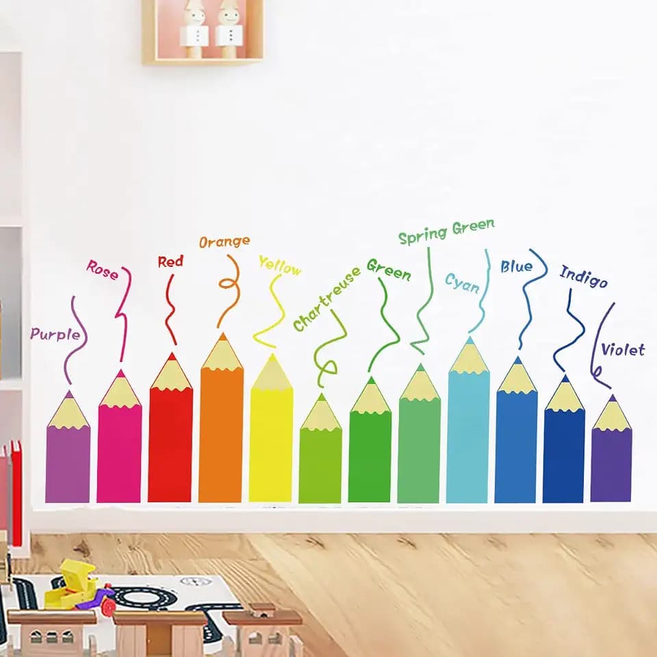 LOMILY Color Kids Educational Wall Decals Large, Learning Wall Stickers Peel and Stick Removable,Wall Corner Decors for Kids Bedroom Nursery Daycare Playroom Classroom Preschool.