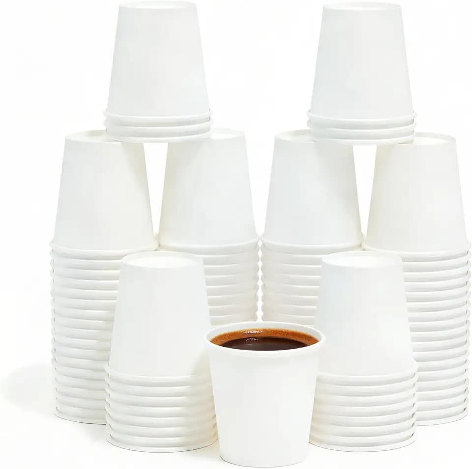 Espresso to Go Cups, 200 Count, Disposable Paper Cups, Travel Cups, 4oz Paper Cups, White