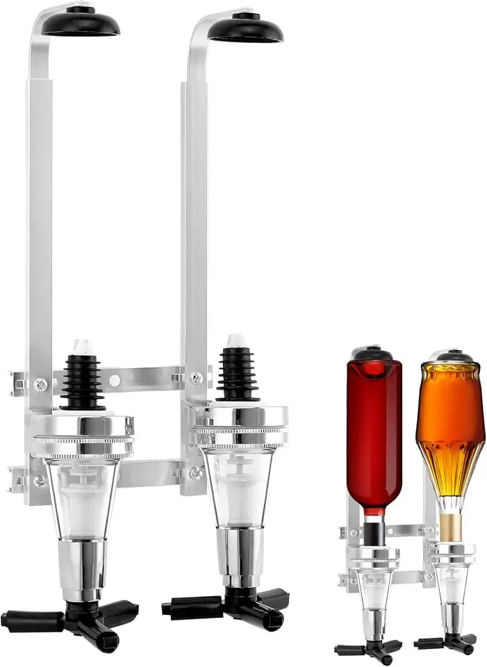 QWORK® Doppelkopfspender, Wand Montierter Flaschenhalter, Aluminiumlegierung, für Bar, Party