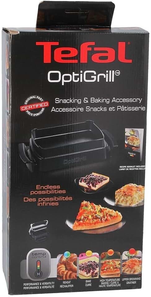 Tefal Backschale XA7258 + Rezeptbuch für OptiGrill, 1,6 Liter, Antihaftbeschichtung, Aluminiumdruckguss Wärmeisolierte Griffe, Leichte Reinigung, Spülmaschinengeeignet, Pizza, Aufläufe, Brot, Süßes