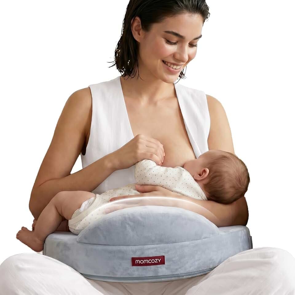 Momcozy Memory-Schaum Stillkissen mit Sicherheitsumrandung – Ergonomisches Still- und Lagerungskissen mit verstellbarem Gurt & abnehmbarem Baumwollbezug,Meteoritenschauer