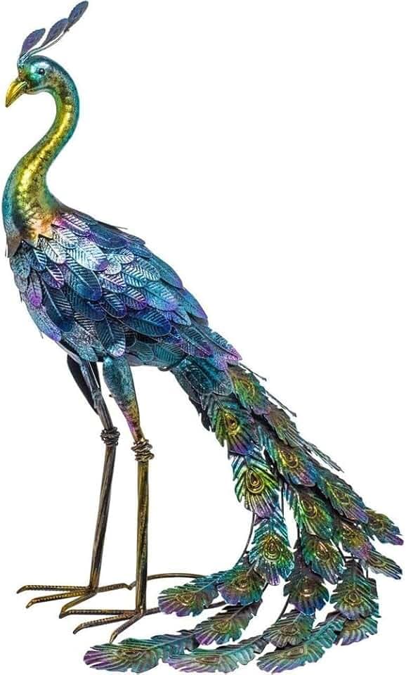 Metallische Pfau, Statue, Garten, Außenbereich, Terrasse, Veranda, Hof, Kunst, Dekoration, Metall