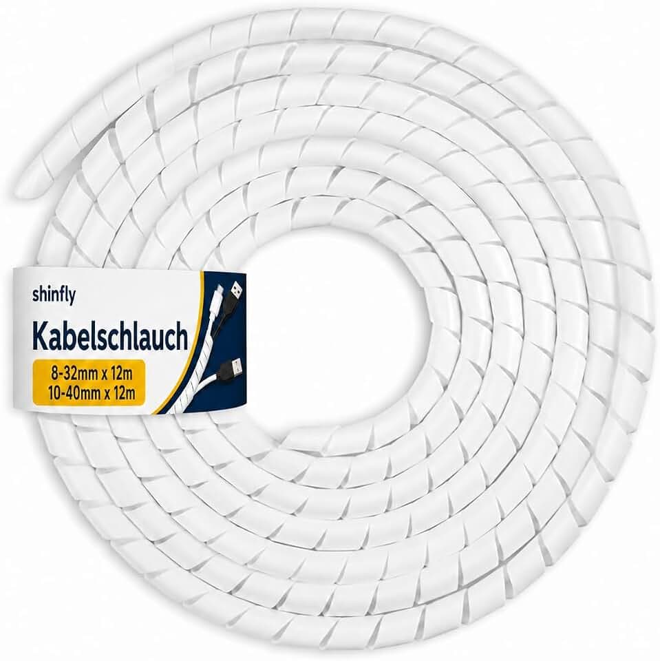 shinfly 2×12 m Kabelschlauch Weiß, 8–32 mm und 10–40 mm