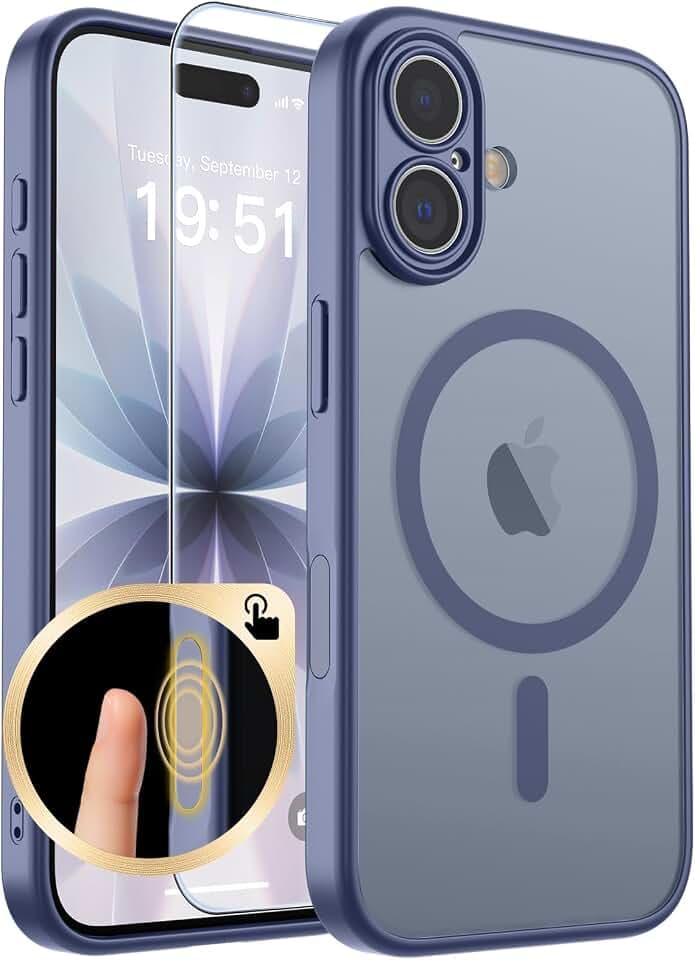 SUPFINE Magnetic for iPhone 17 Case with Camera Control Button,[Full Camera Protection][1+Tempered Glass Screen Protector] Slim Translucent Matte Shockproof Phone Cover,Lavender Gray