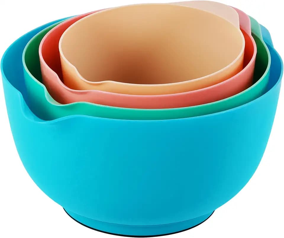 BoxedHome Rührschüssel Set, BPA-freiem Kunststoff, Große, 4tlg., RosaCyan