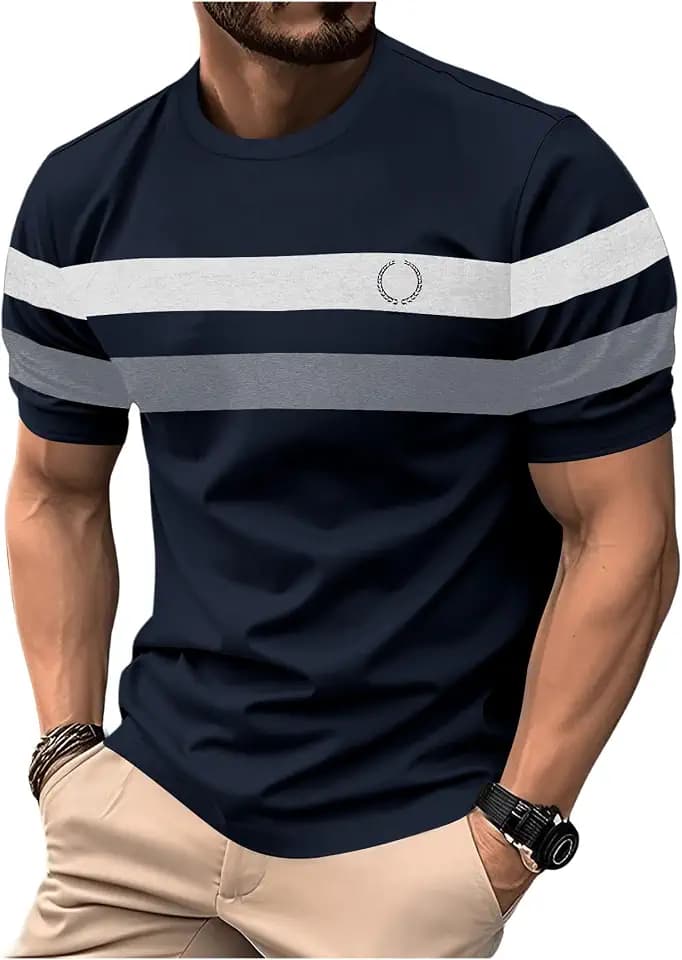 RoseSeek Men's Color Block Short Sleeve Tee Shirts Casual Summer T-Shirt