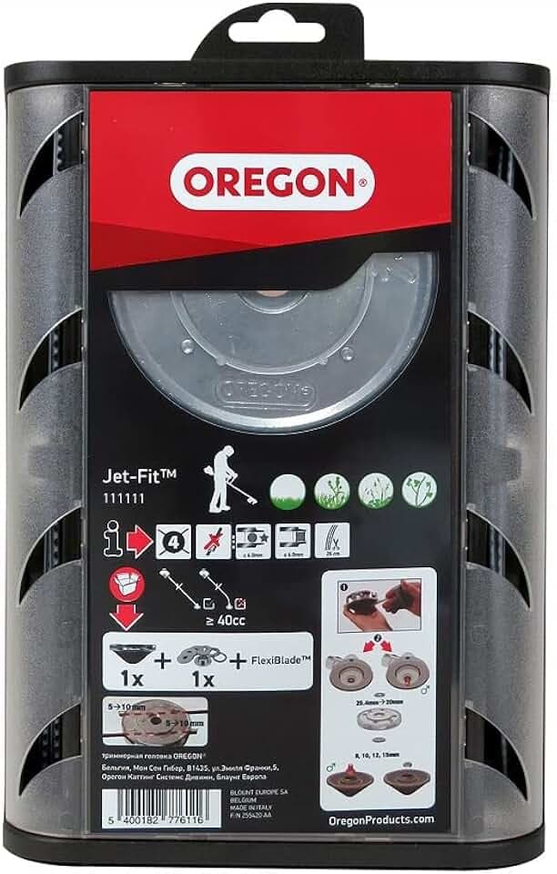 Oregon Jet Fit 4-Faden- Mähkopf mit Mähfäden | für Gerad Schaft - Motorsense und Freischneider 40cc Plus, Professionellen/Intensiven Gebrauch, Einfaches Faden Wechseln