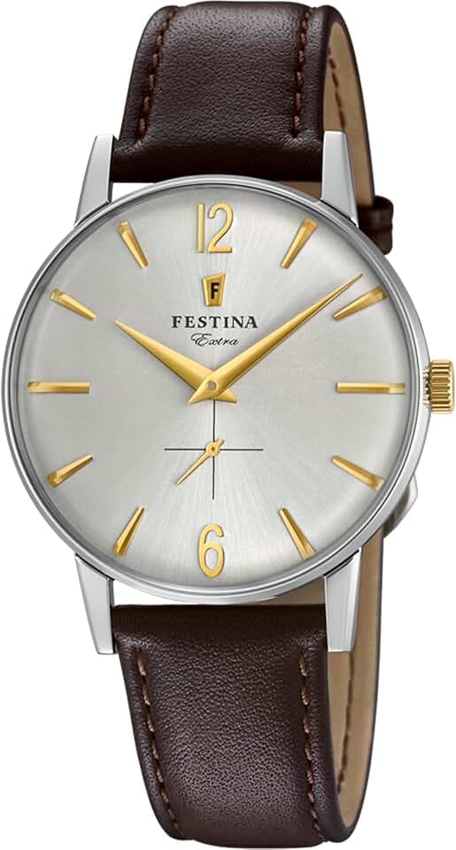 Festina Herrenuhr F20248 Outlet Gehäuse aus Edelstahl 316L, silberfarben, Lederband