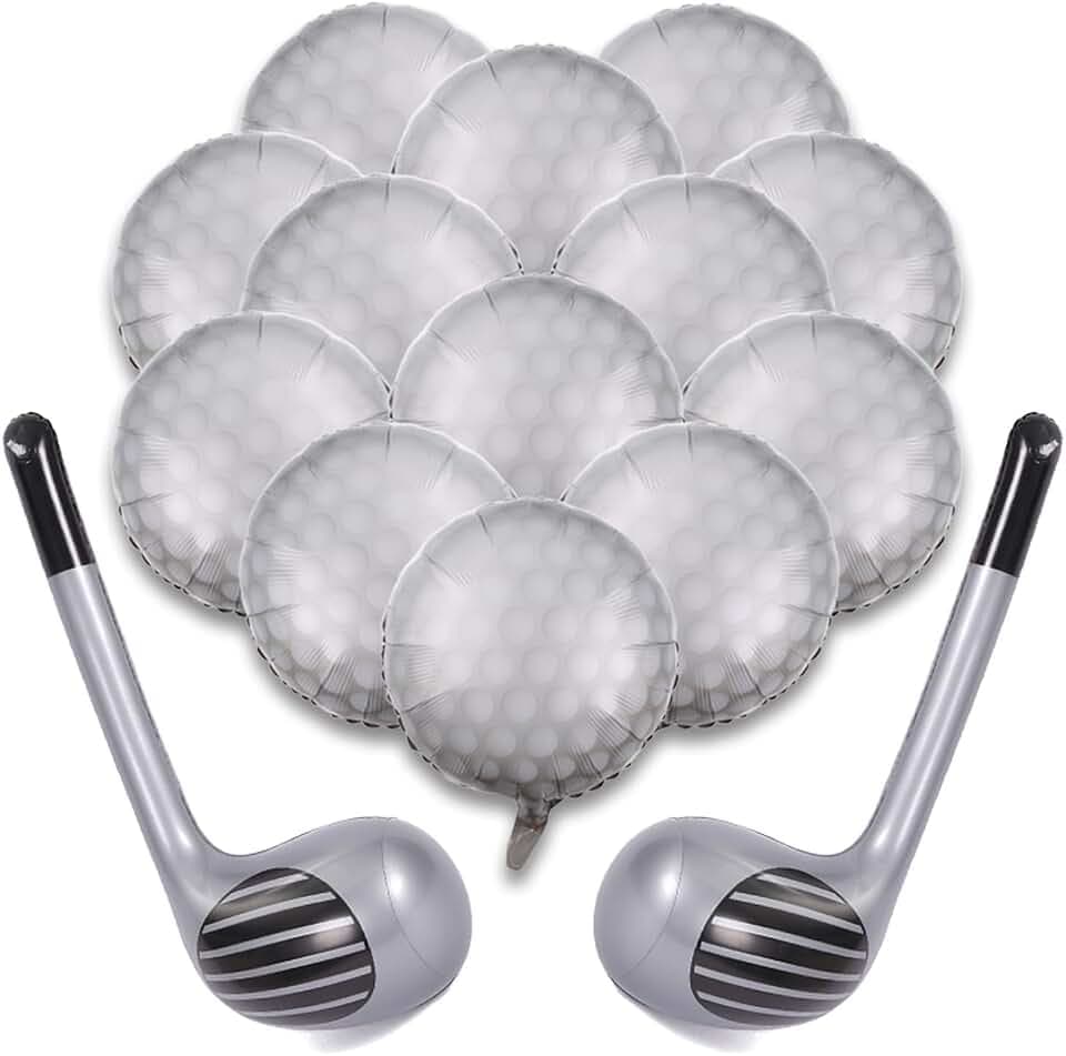 15Pcs Golf Balloons Sports Birthday Party Decorations Include 13Pcs 18 inch Balloons & 2Pcs Golf Club,Golf Themed Party Decorations for Boys
