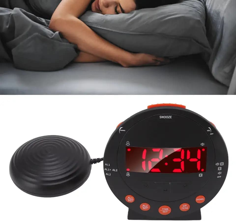 Wecker Laut für Tiefschläfer, 110 DB Vibrationswecker für Gehörlose Lauter Wecker Vibrationsalarm, für Weckt Tiefschläfer Langschläfer Hörgeschädigte und Taube