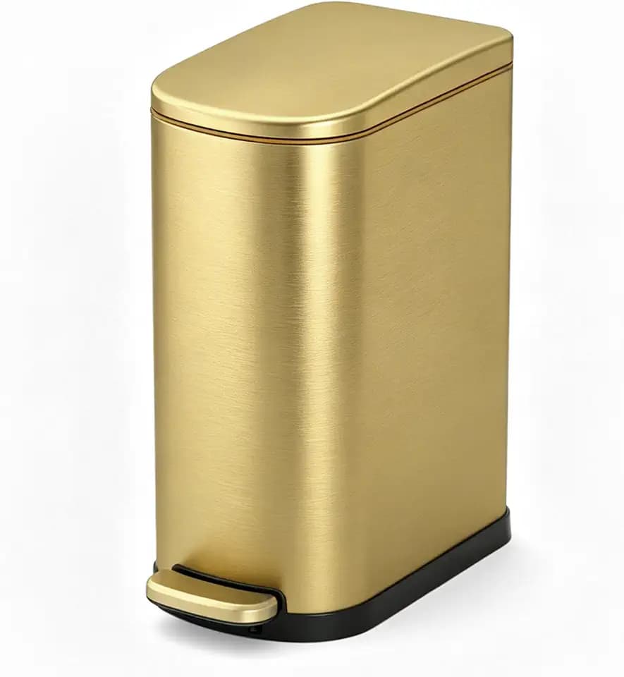 ELPHECO Bathroom Trash Can with Lid 3.5Gal Stainless Steel Step Garbage Can