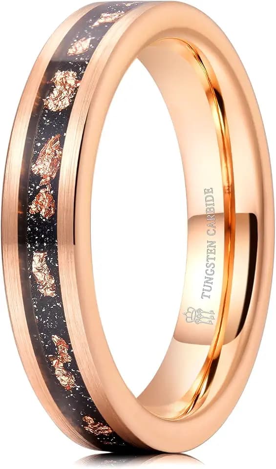 THREE KEYS JEWELRY Tungsten Wedding Band Opal Inlay for Men Women