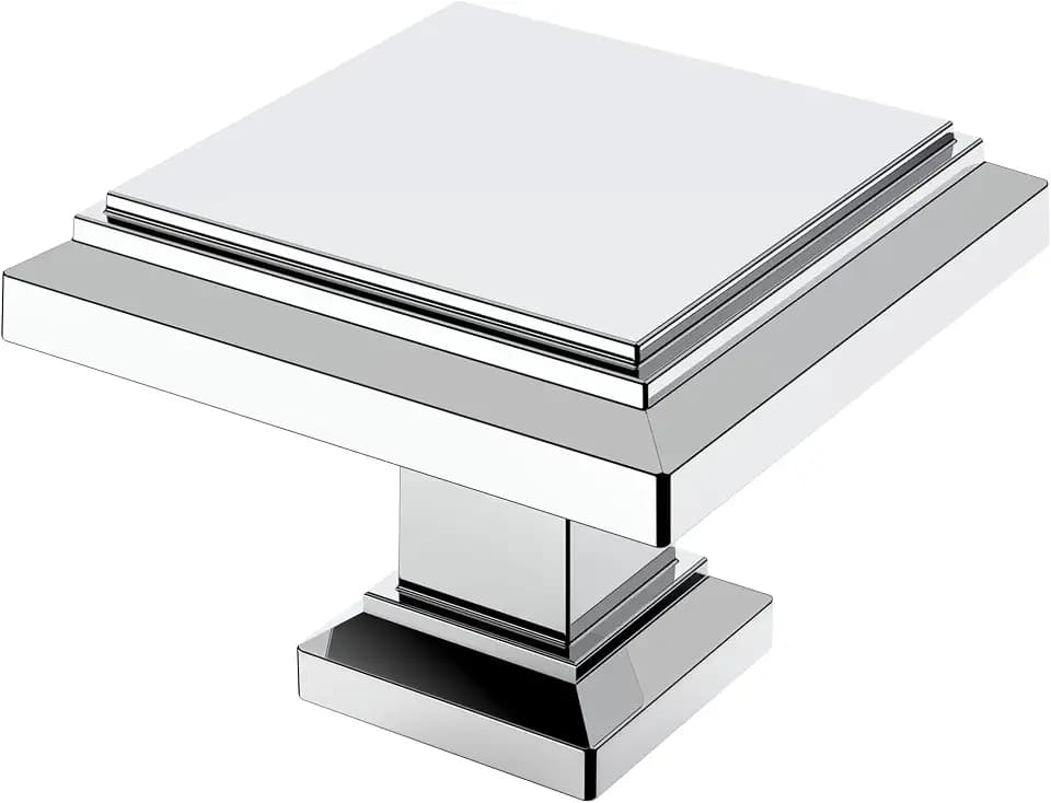 Alzassbg 1-1/4" Polished Chrome Square Cabinet Knobs 15 Pack, AL6071CP