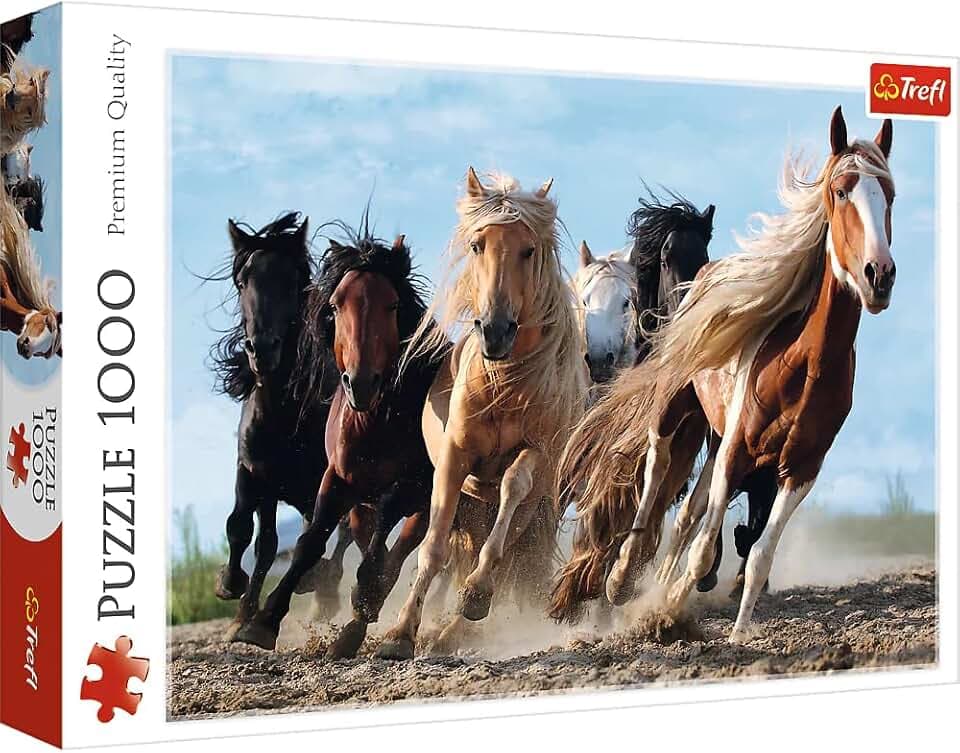 Trefl - Puzzle 1000 Teile, Galoppierende Pferde, Pferde im Galopp | Für Kinder und Erwachsene ab 14 Jahren, hochwertige, kreative Unterhaltung, präzise passende Teile
