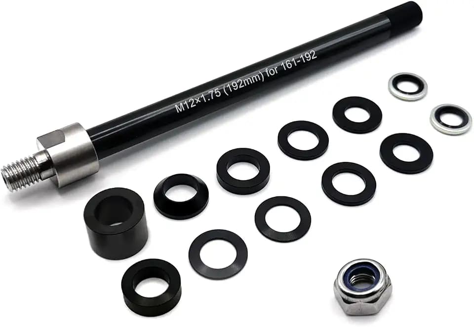 Universal Bicycle Thru Axle Trailer Hitch Adapter - Adjustable M12x1.0/1.5/1.75 Thru Axle (157-192mm),304 Stainless Steel & 6061-T6 Aluminum Shaft for Thule Bike Trailers & Thru-Axle Bikes