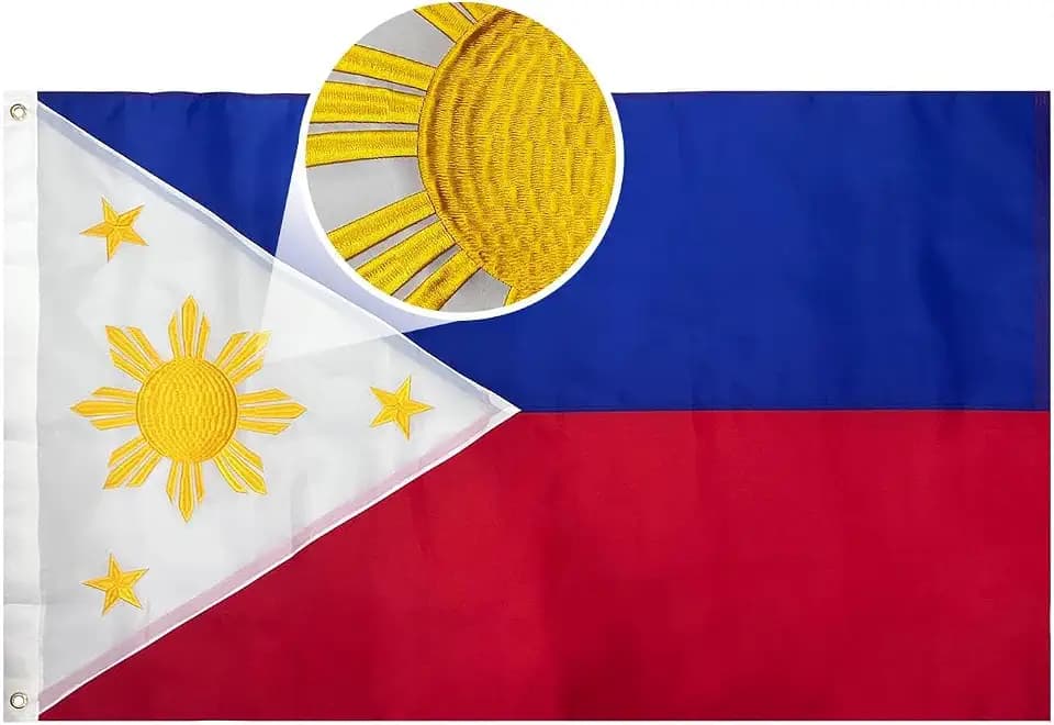 AMZFLAG Embroidered Filipino Philippines Flag 4X6 ft Outdoor, Double Sided Philippine Flags Heavy Duty, Vivid Color Philippine Flags with 2 Brass Grommets