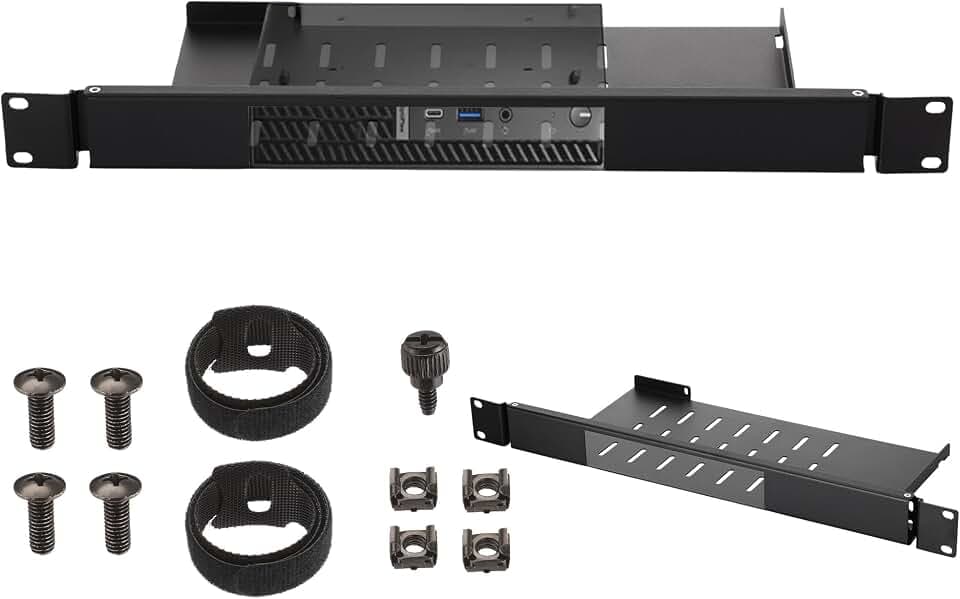 Blulu 1 Pack Mini Rack Mount Compatible with Dell Optiplex Micro Form Factor Case, 1U Hinged Server Rack Shelf for 19 inch Cabinet