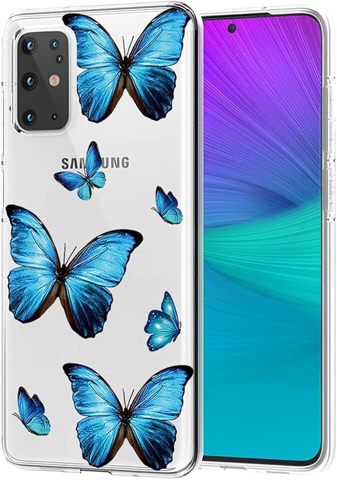 Schutzhülle für Galaxy S20 Plus 5G 6.7 Zoll (nicht passend für S20 FE), Samsung S20 Plus, niedlich, transparent, Silikon, Handyhülle für Samsung Galaxy S20 Plus (blauer Schmetterling)